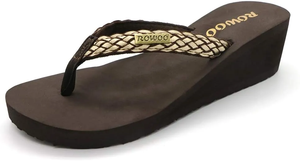 Women Platform Wedge No-Slip Thong Flip Flops High Heels Beach Dressy Sandals