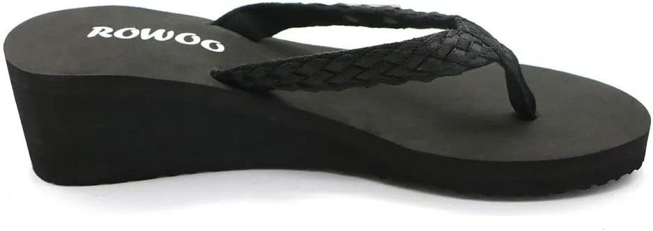 Women Platform Wedge No-Slip Thong Flip Flops High Heels Beach Dressy Sandals