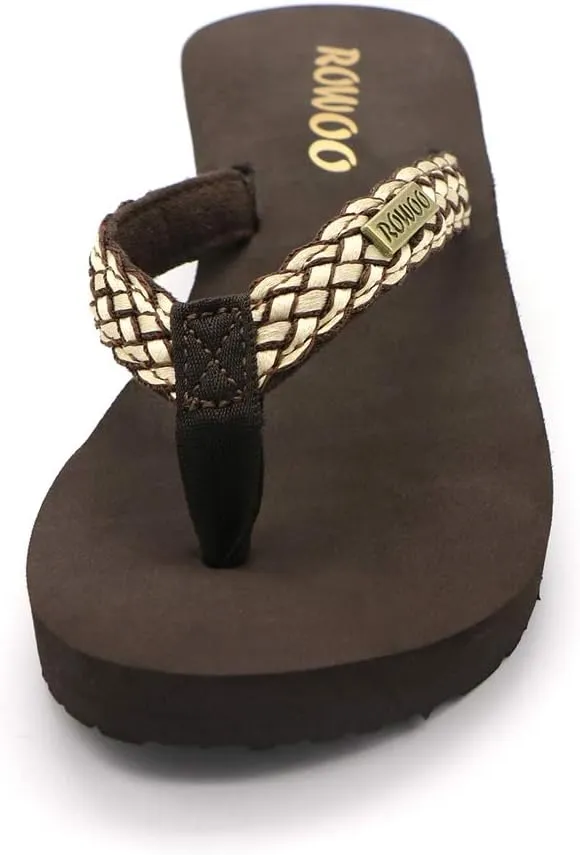 Women Platform Wedge No-Slip Thong Flip Flops High Heels Beach Dressy Sandals