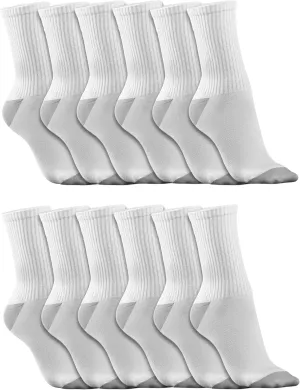 Womens 80% Cotton Crew Socks, 12 Pairs, Moisture Wicking Comfortable Premium Casual Work Sports