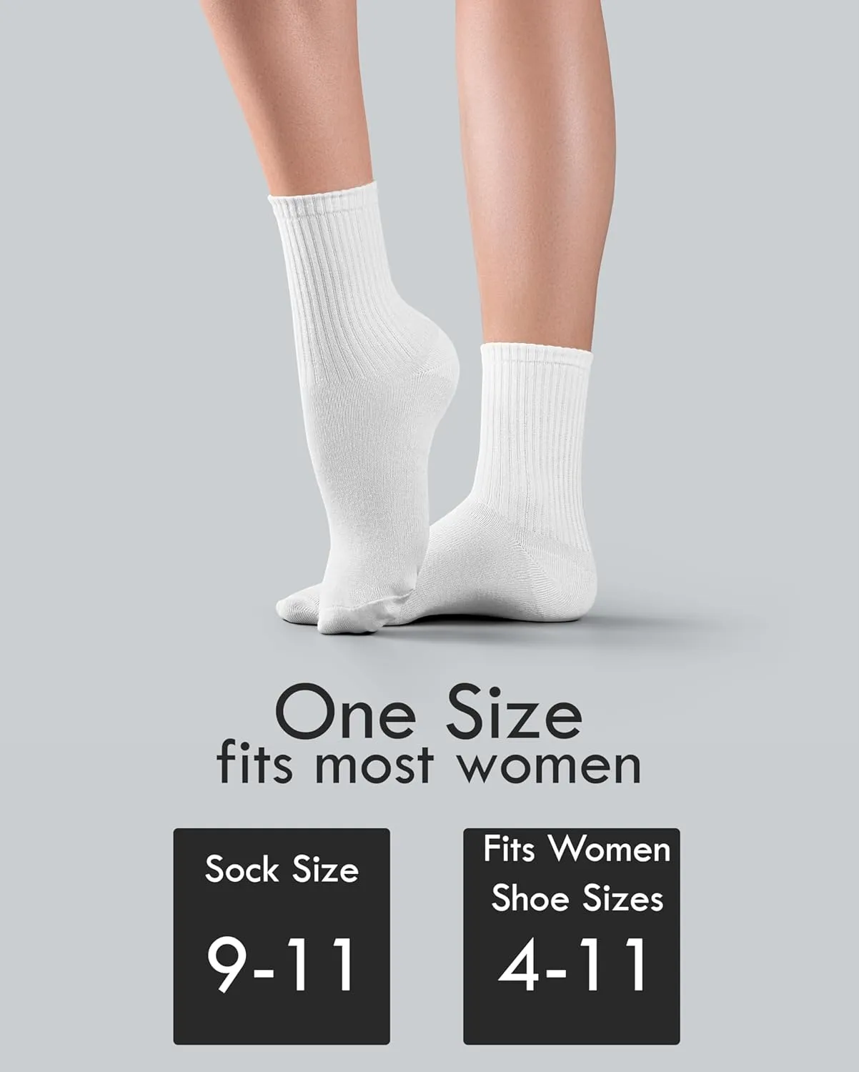 Womens 80% Cotton Crew Socks, 12 Pairs, Moisture Wicking Comfortable Premium Casual Work Sports