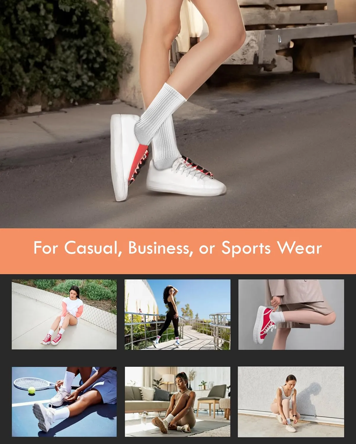 Womens 80% Cotton Crew Socks, 12 Pairs, Moisture Wicking Comfortable Premium Casual Work Sports
