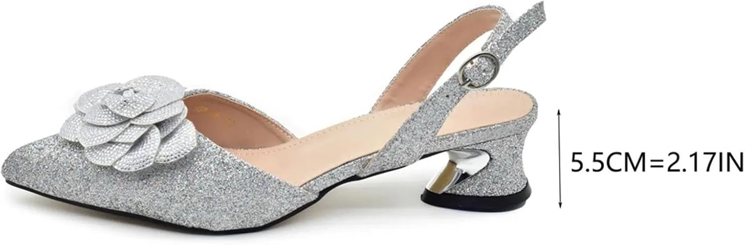 Women’s African Themed Wedding Shoes and Matching Purse Set with Crystal Embellishments Comfortable Heels for Bride