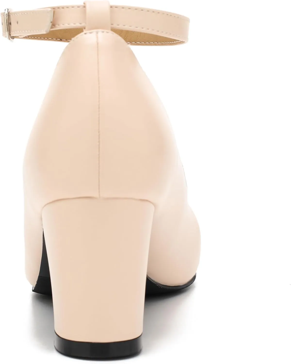 Women's Ankle Strap Closed Round Toe Pumps Low Chunky Block Heels Comfort Wedding Party Dress Evening Shoes