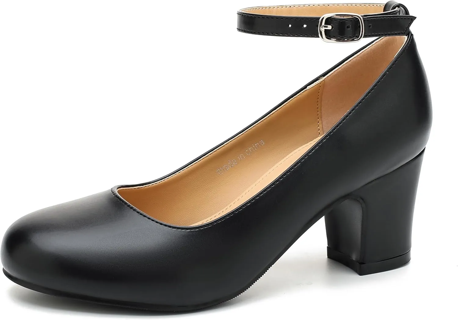 Women's Ankle Strap Closed Round Toe Pumps Low Chunky Block Heels Comfort Wedding Party Dress Evening Shoes