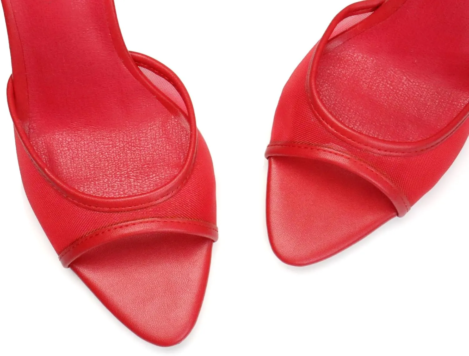 Women's Ankle Strap Fine Heeled Wedding Mesh Kitten Heels Sandals Pointed Open Toe Ankle Buckle Strap Summer Dress Shoes