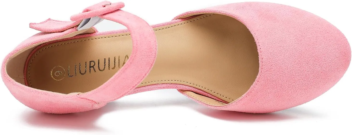 Womens Ankle Strap Kitten Heels Closed Toe Low Heel Dress Shoes Comfortable Vintage Pumps for Women Dressy Bridal Wedding Party