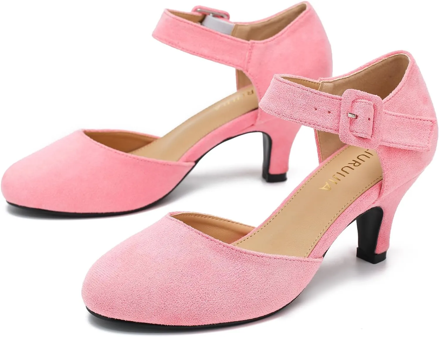 Womens Ankle Strap Kitten Heels Closed Toe Low Heel Dress Shoes Comfortable Vintage Pumps for Women Dressy Bridal Wedding Party