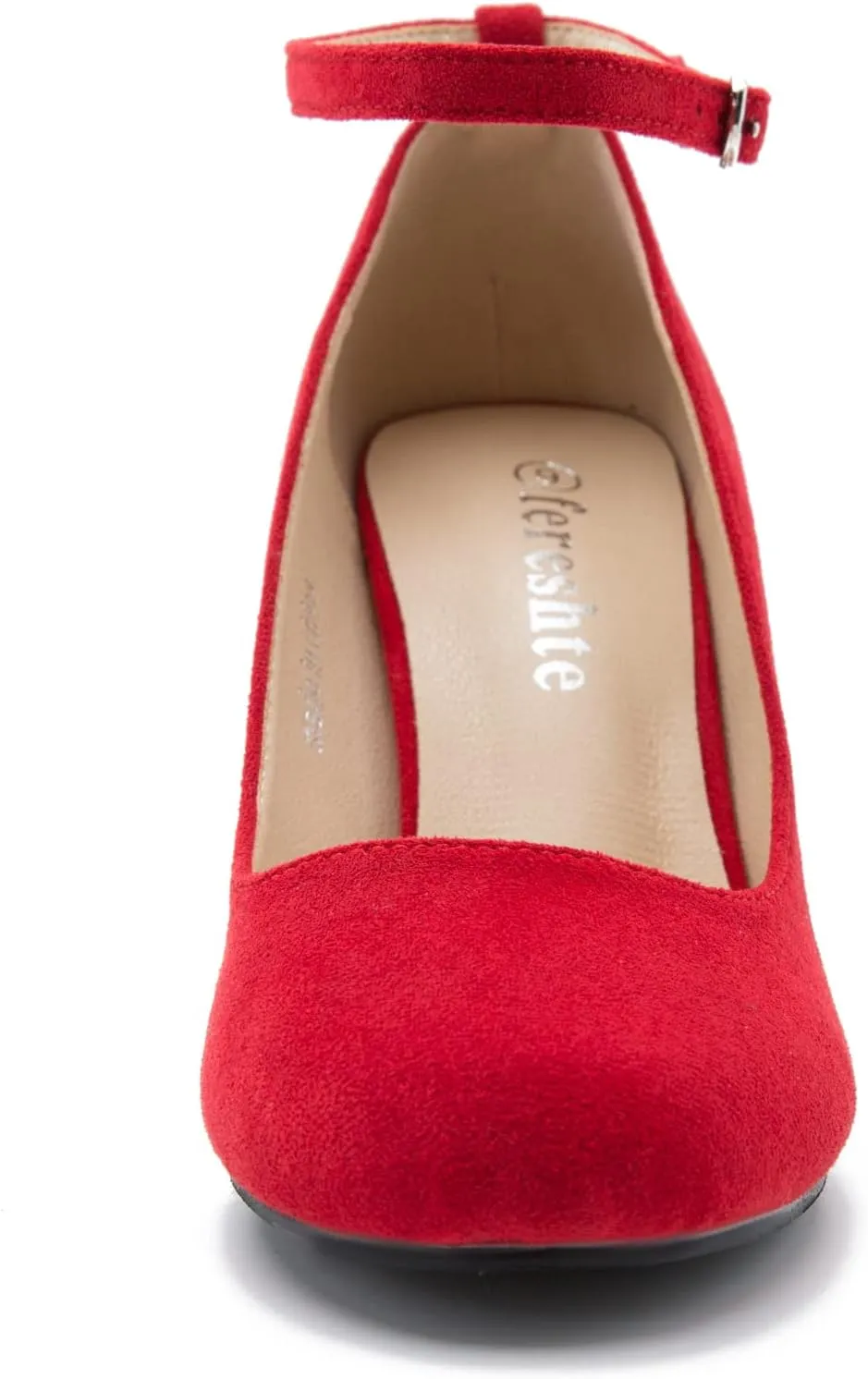Women's Ankle Strap Pumps Closed Toe Block High Heel Round Toe Mary Jane Shoes