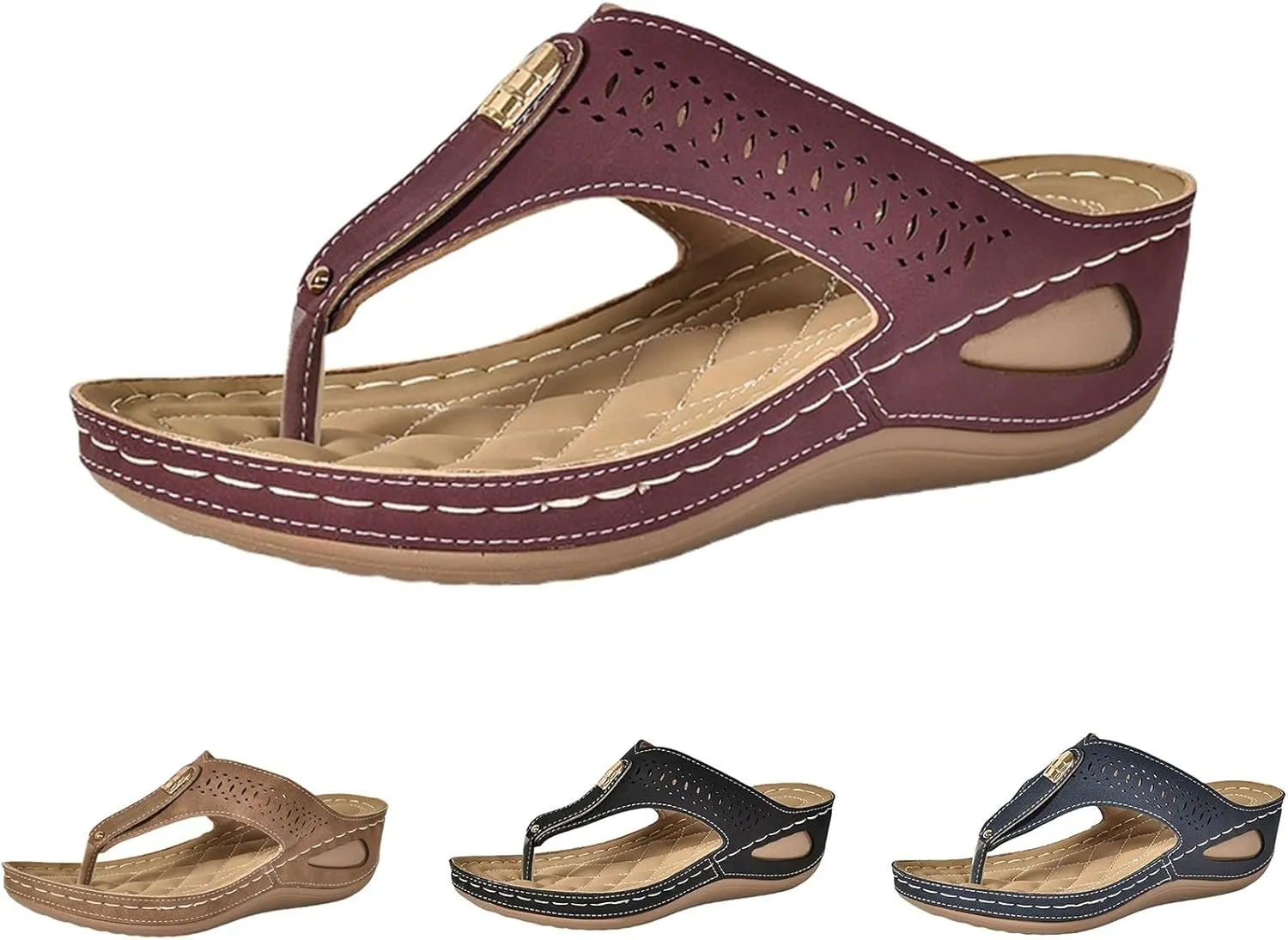 Womens Avylays Orthopedic Sandals,Breathable Mesh Hollow Sports Sandals,Orthopedic Flip-Flops Summer Casual Sandals with Non-Slip Sole,Rhinestones Wedge Heel Thick-Soled Slippers Women