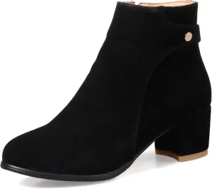 Womens Block Heels Suede Ankle Boots Classic