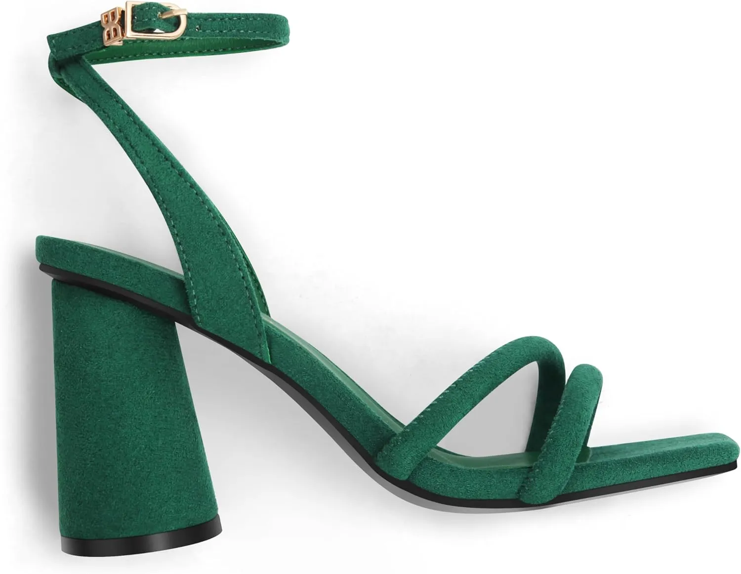 Women's Block High Heels Square Toe Heeled Sandals Ankle Strap Shoes