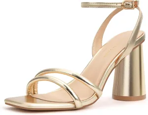 Women's Block High Heels Square Toe Heeled Sandals Ankle Strap Shoes