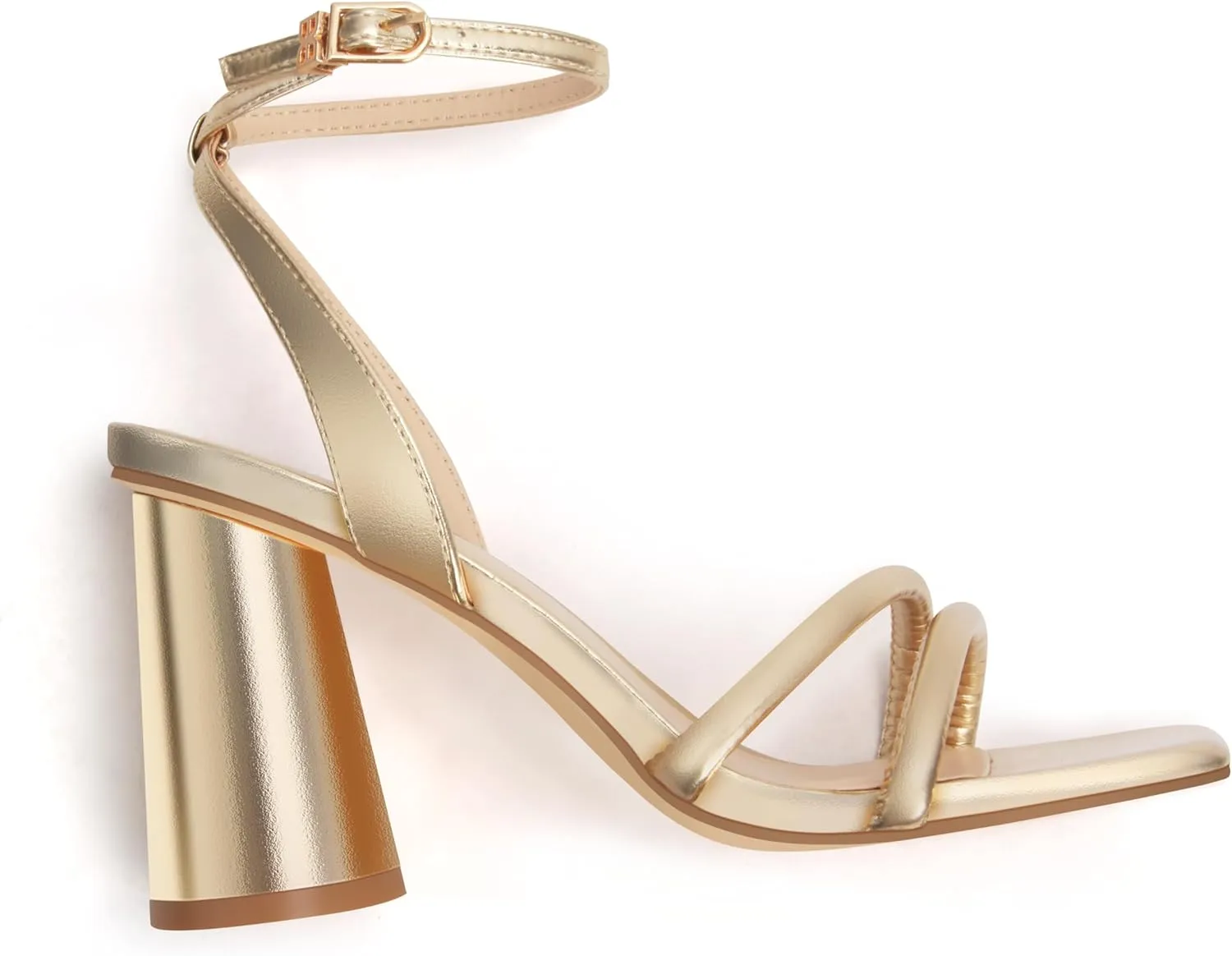 Women's Block High Heels Square Toe Heeled Sandals Ankle Strap Shoes