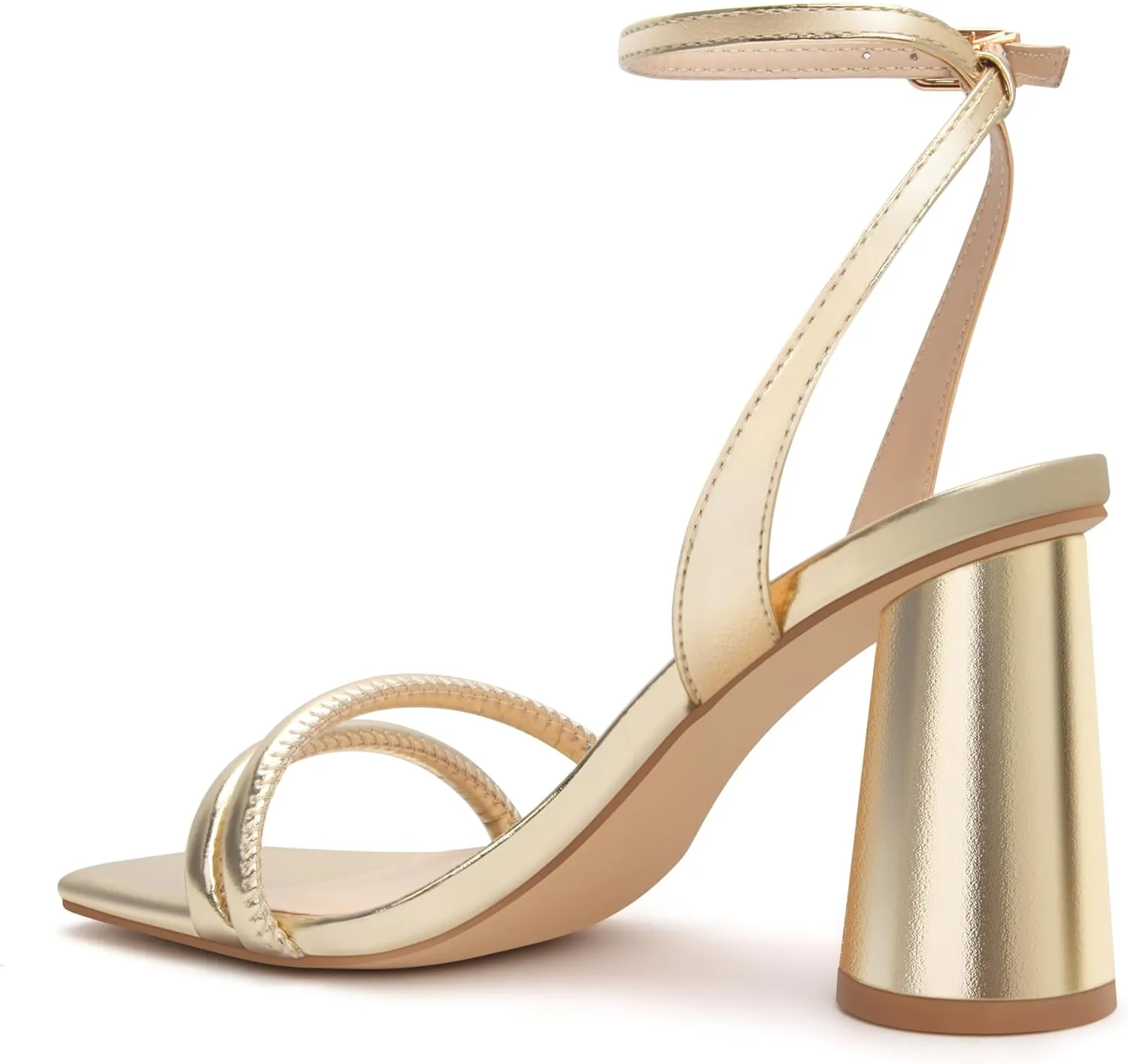 Women's Block High Heels Square Toe Heeled Sandals Ankle Strap Shoes