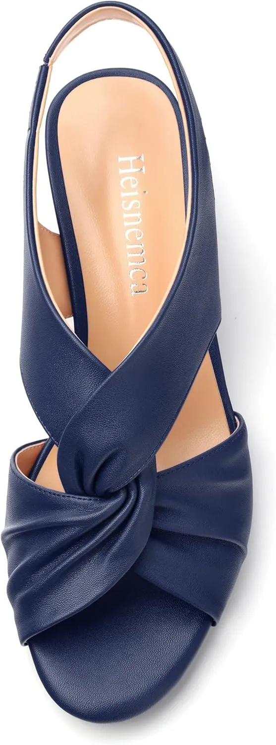 Womens Chunky Block Heels Sandals,Round Open Toe High Heeled Sandals,matte Slip On Ankle Strap Mid Sandals,leisure Dress Party Wedding Shoes 2 In