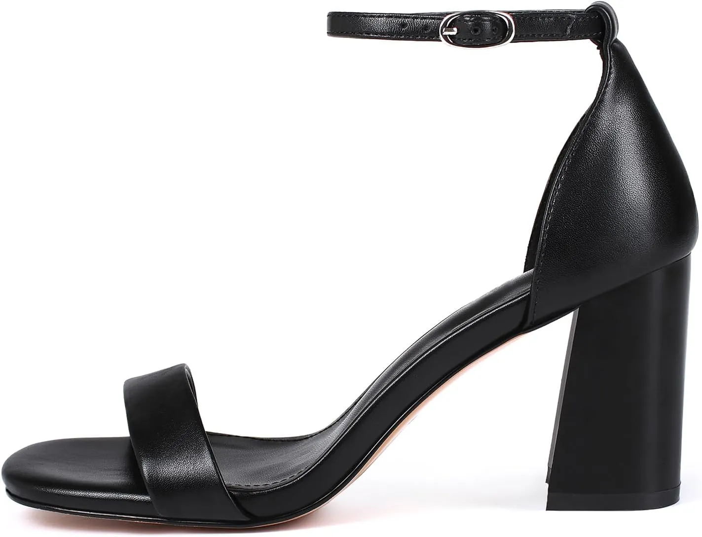 Women's Chunky Block Heels Square Open Toe Ankle Strap Heeled Sandals Pumps Shoes for Wedding Party Evening Dress