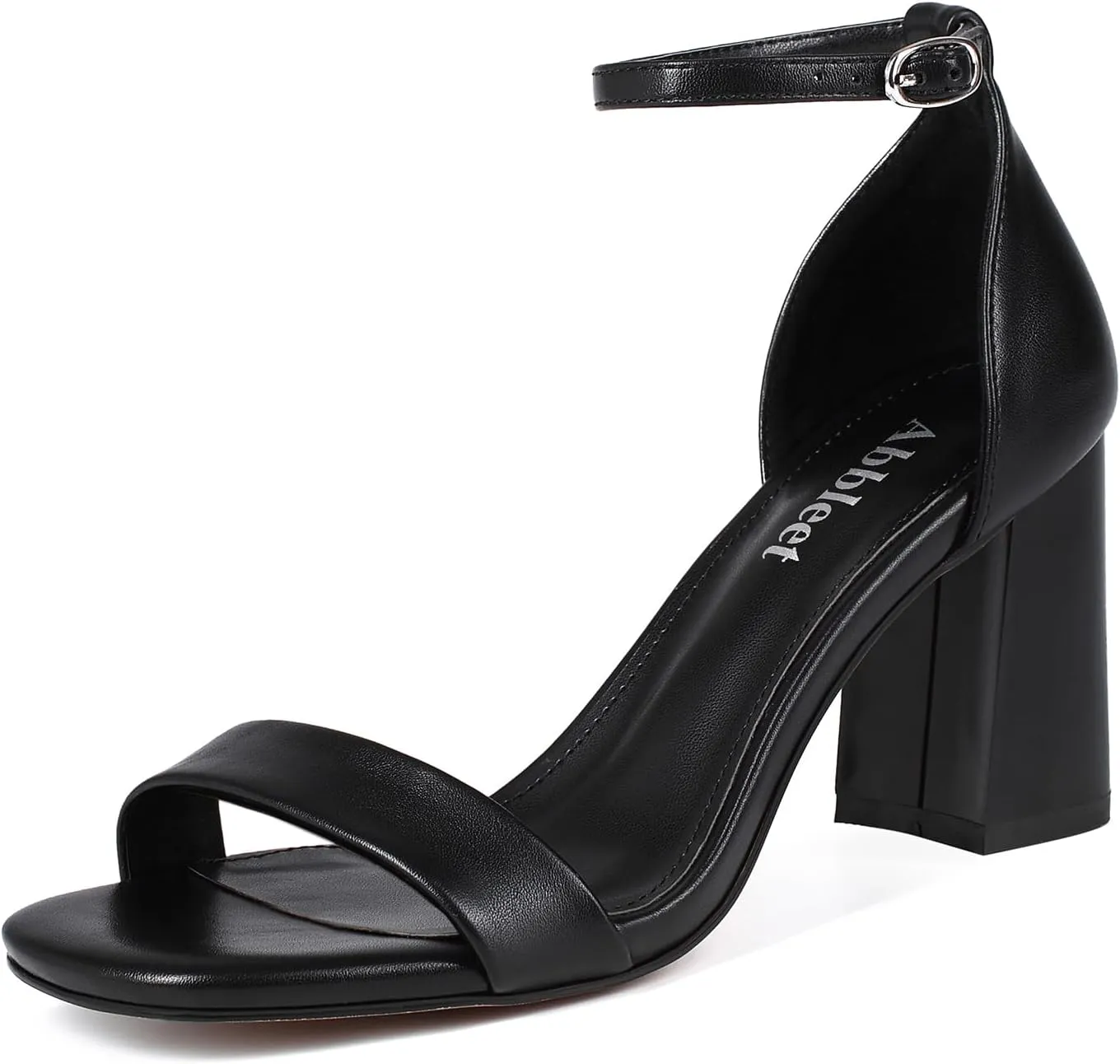 Women's Chunky Block Heels Square Open Toe Ankle Strap Heeled Sandals Pumps Shoes for Wedding Party Evening Dress