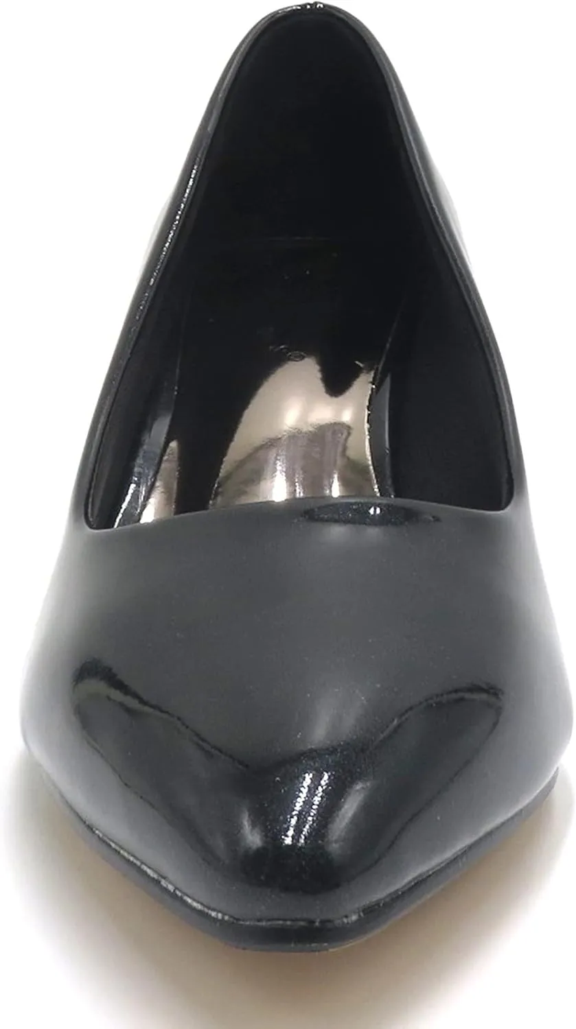 Women’s Chunky Low Block Heels Closed Toe Dress Pumps Shoes