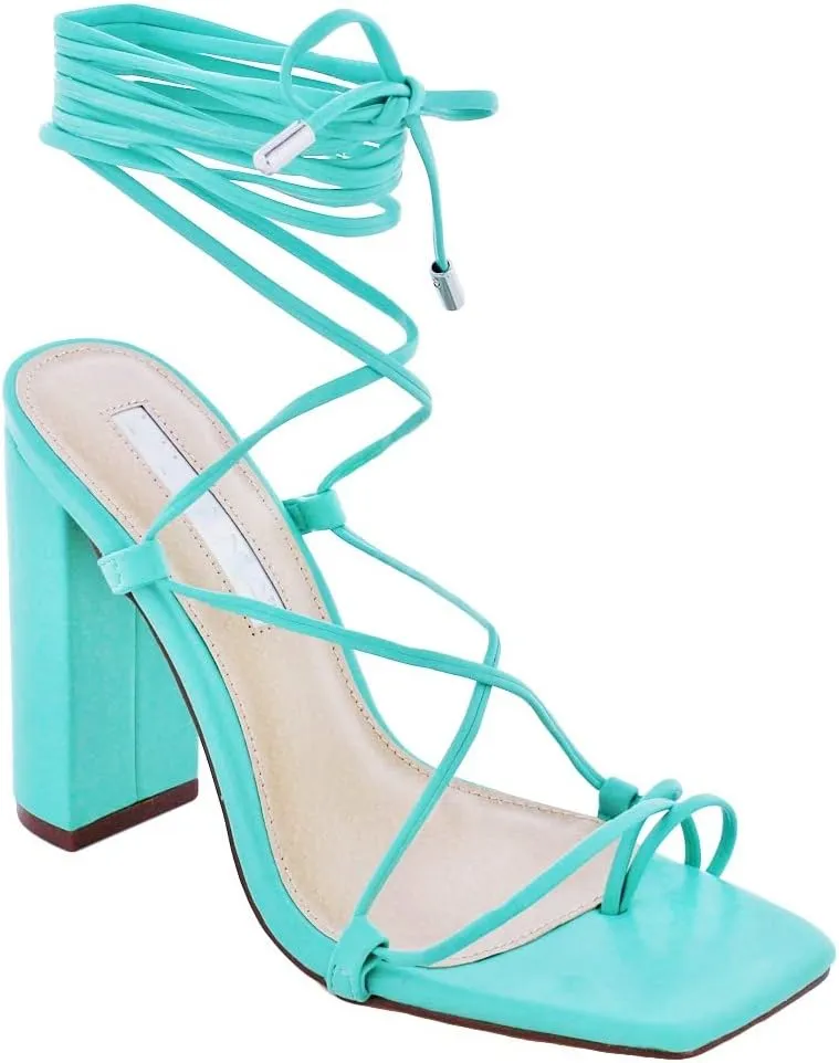 Women's Chunky Open Toe Lace Up High Heel Fashion Sandals