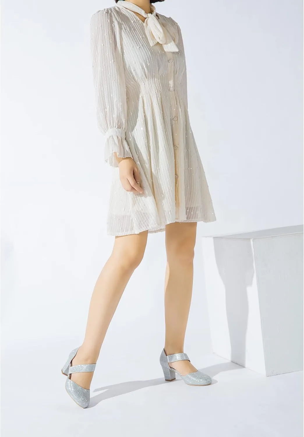 Women's Closed Round Toe Low Block Heels Pumps Crossed Strap D'Orsay Dress Wedding Bridal Party Office Shoes