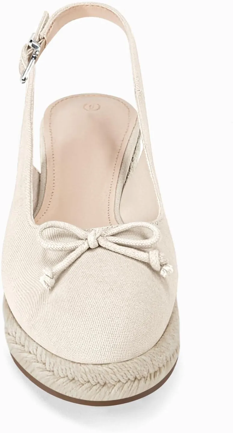 Womens Closed Toe Espadrilles Wedges Shoes Platform Slingback Mid Low Heel Canvas Bow Dress Sandals