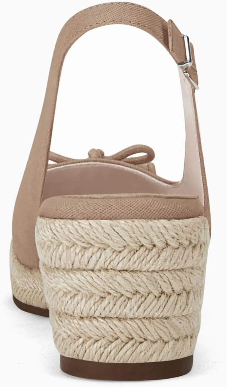 Womens Closed Toe Espadrilles Wedges Shoes Platform Slingback Mid Low Heel Canvas Bow Dress Sandals