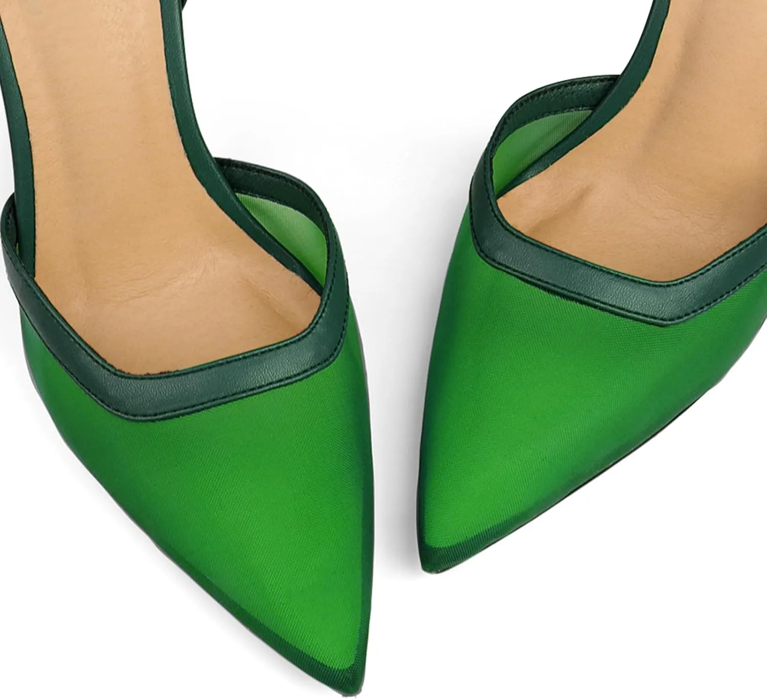 Women's Closed Toe Heeled Sandals Ankle Buckle Strap Mesh Shoes Funky Cowhide Pointed Dresses