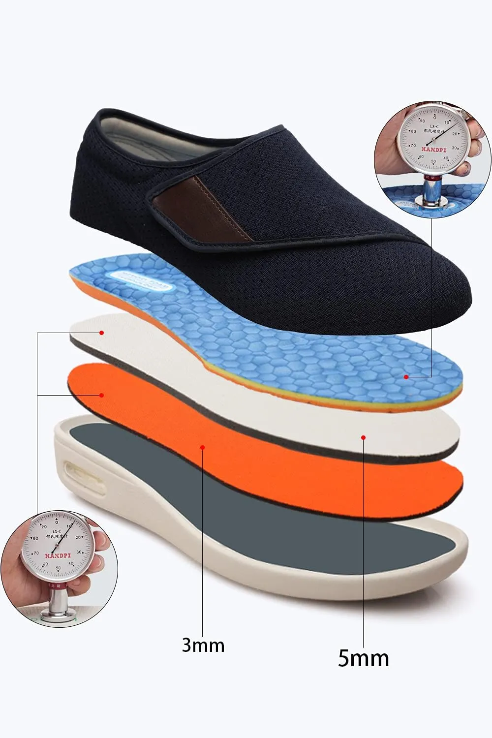 Women's Diabetic Shoes Extra Wide Comfortable Adjustable with Non-Slip Air Cushion Bottom for Elderly Swollen Feet Edema