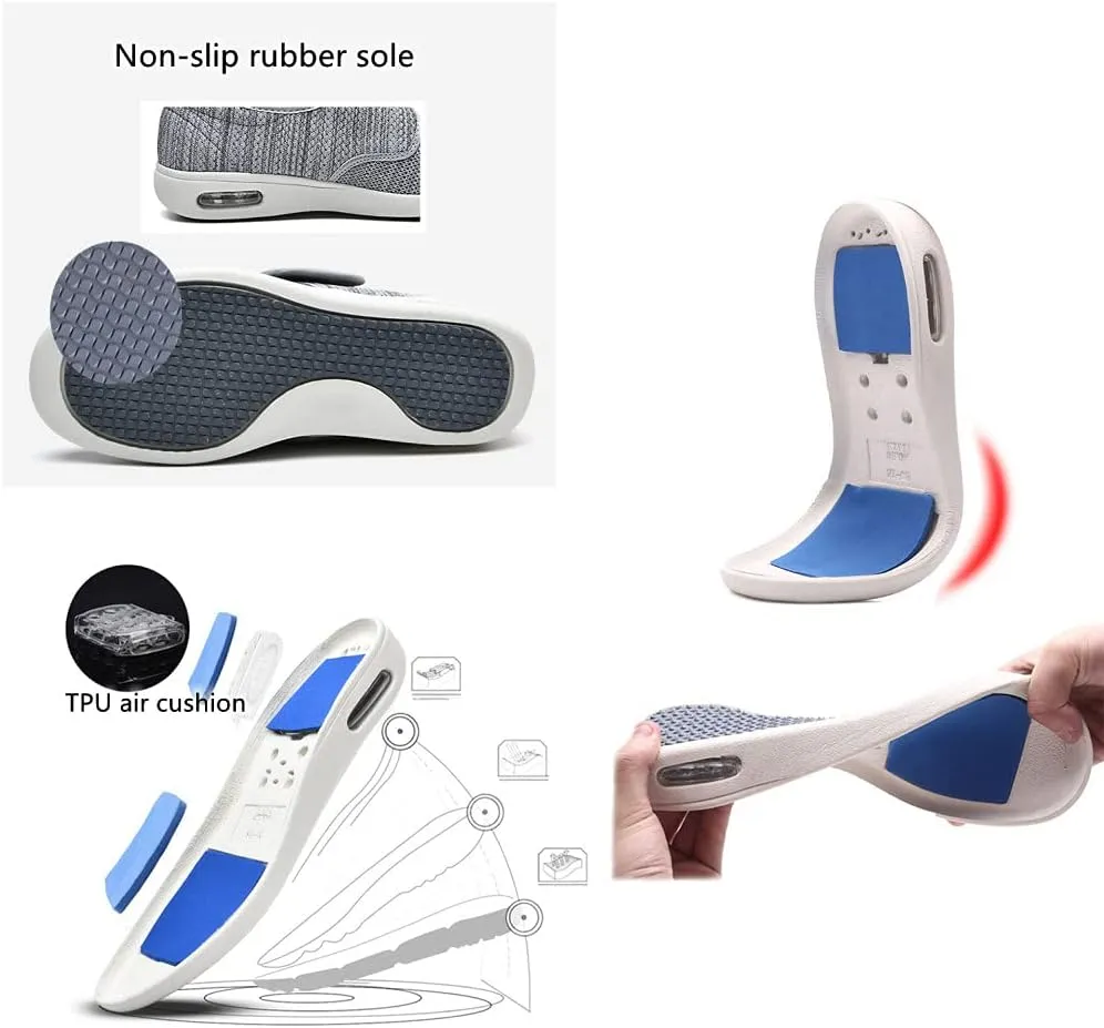 Women's Diabetic Shoes Extra Wide Comfortable Adjustable with Non-Slip Air Cushion Bottom for Elderly Swollen Feet Edema