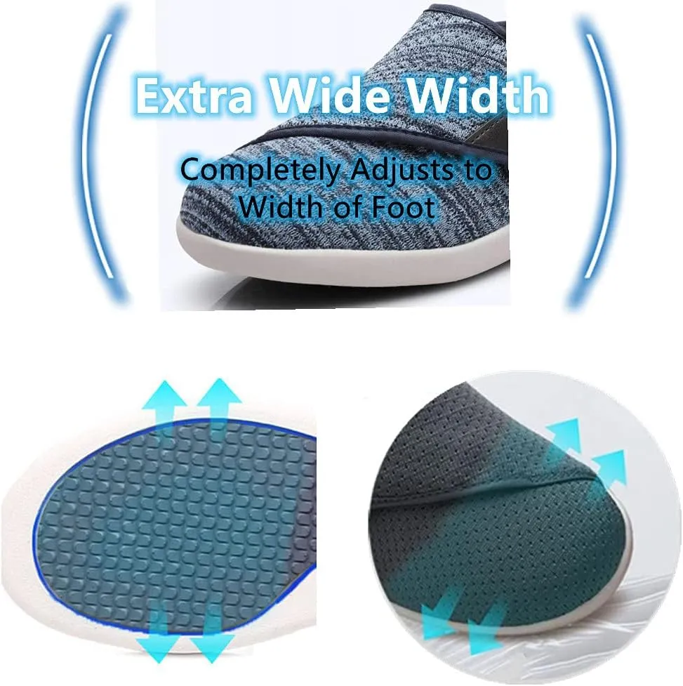 Women's Diabetic Shoes Extra Wide Comfortable Adjustable with Non-Slip Air Cushion Bottom for Elderly Swollen Feet Edema
