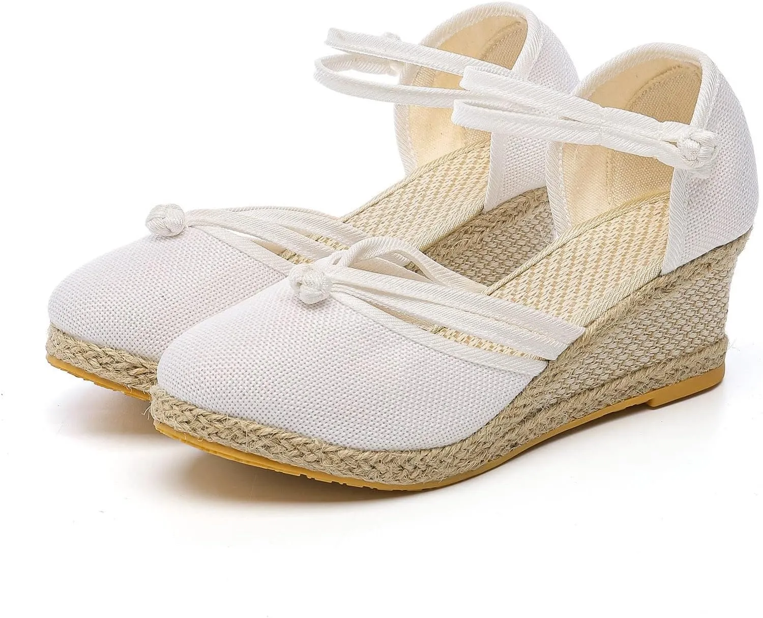 Women's Espadrilles Closed Toe Wedges Heels Sandals 2025 Women's Ankle Strap Closed Toe Dress Sandals Espadrilles Low Heel Canvas Dressy Summer Platform Wedge Casual Shoes