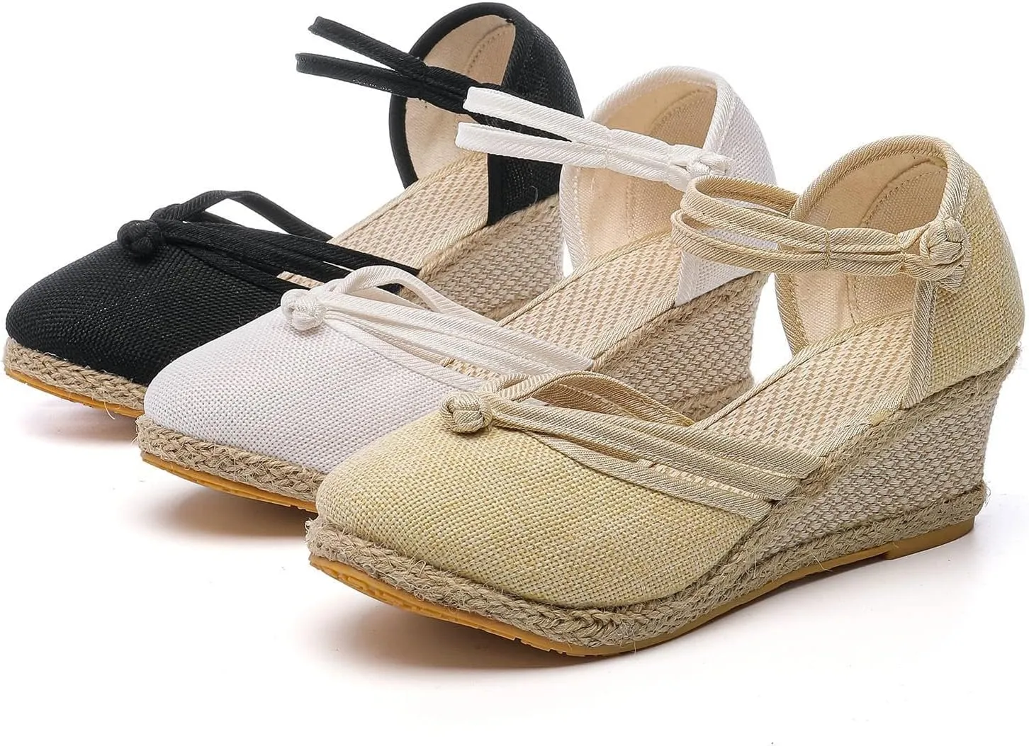 Women's Espadrilles Closed Toe Wedges Heels Sandals 2025 Women's Ankle Strap Closed Toe Dress Sandals Espadrilles Low Heel Canvas Dressy Summer Platform Wedge Casual Shoes