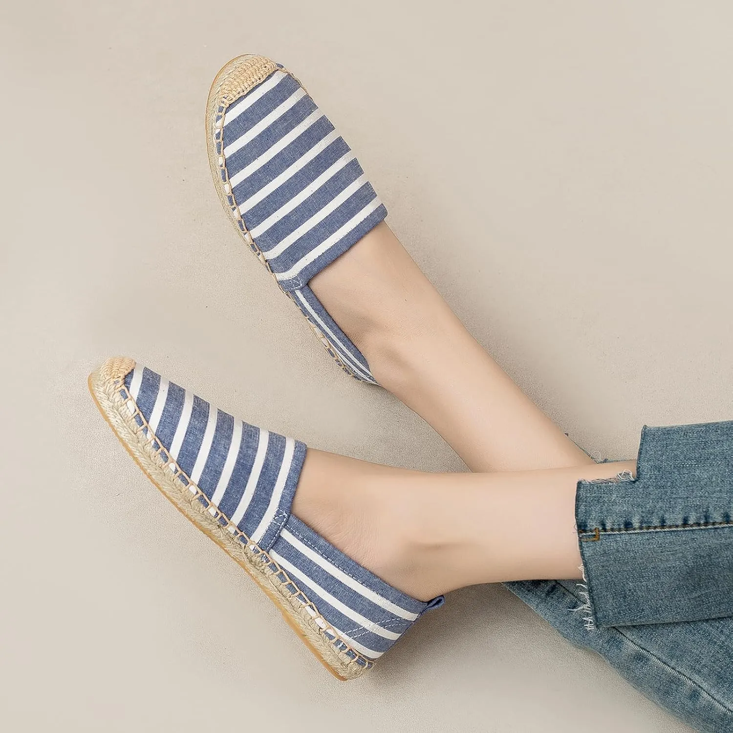 Women's Flat Espadrilles - Soft Women Sneakers Canvas Espadrille Fashion Simple Design Non-Slip Sole Suitable for Summer,Spring,Autumn Any Scenario