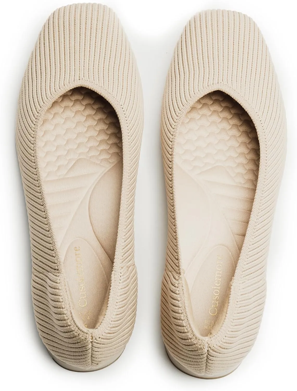 Women's Flats with Arch Support, Square Toe Ballet Flats, Comfortable Slip On Knit Dress Shoe, Anti-Loose Shoe Band Included 6-11