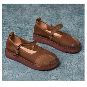 Women's Handmade Leather Patchwork Durable Daily Mary Jane Shoes
