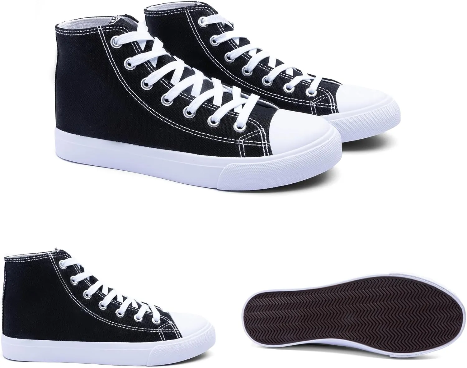 Women's High-Top Canvas Sneakers – Classic Lace-Up Casual Shoes with Extra Shoelaces – Comfortable, Stylish, and Durable