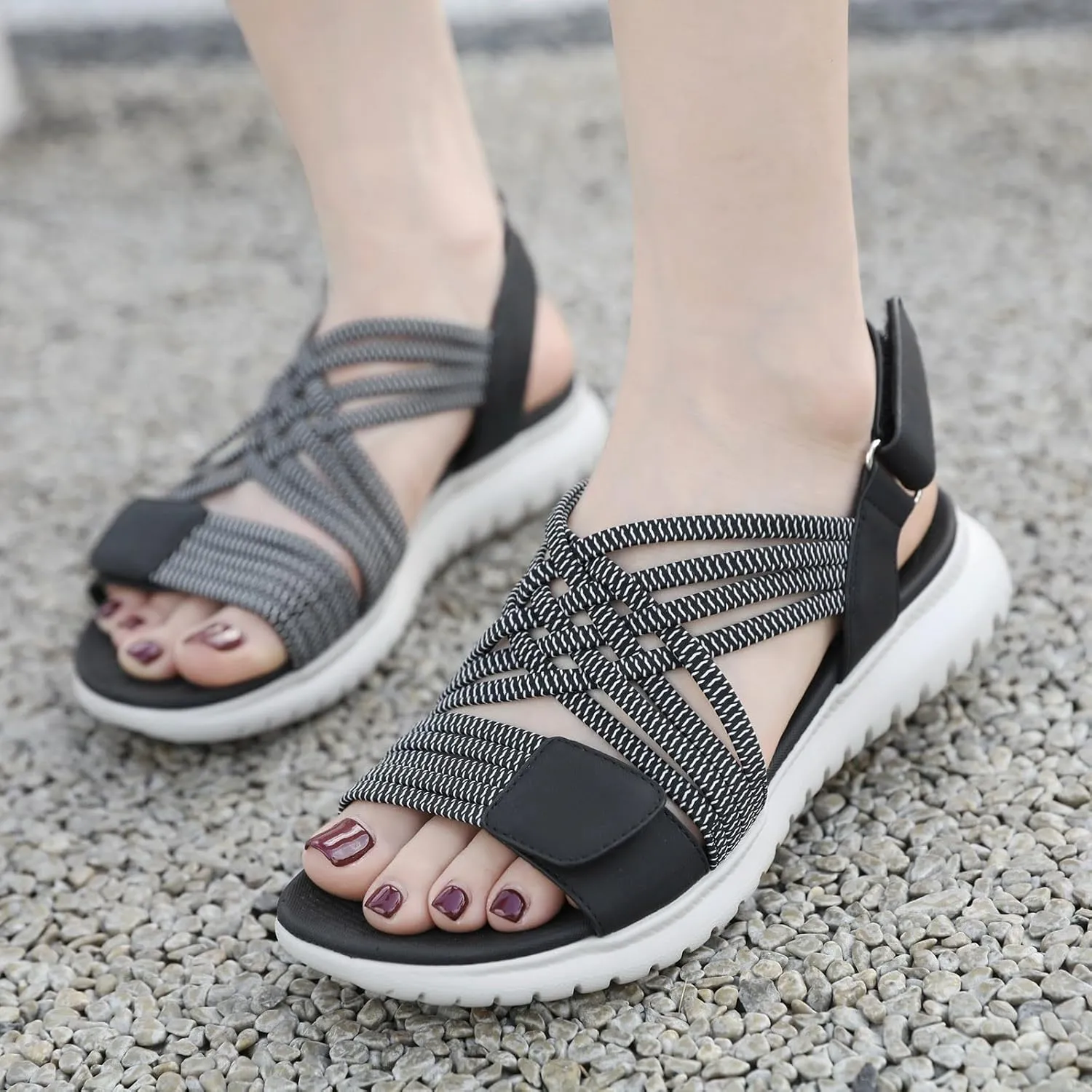 Womens Hiking Sandals Sport Sandals Ankle Straps with Adjustable Hooks Arch Support Beach Vacation Casual Camping