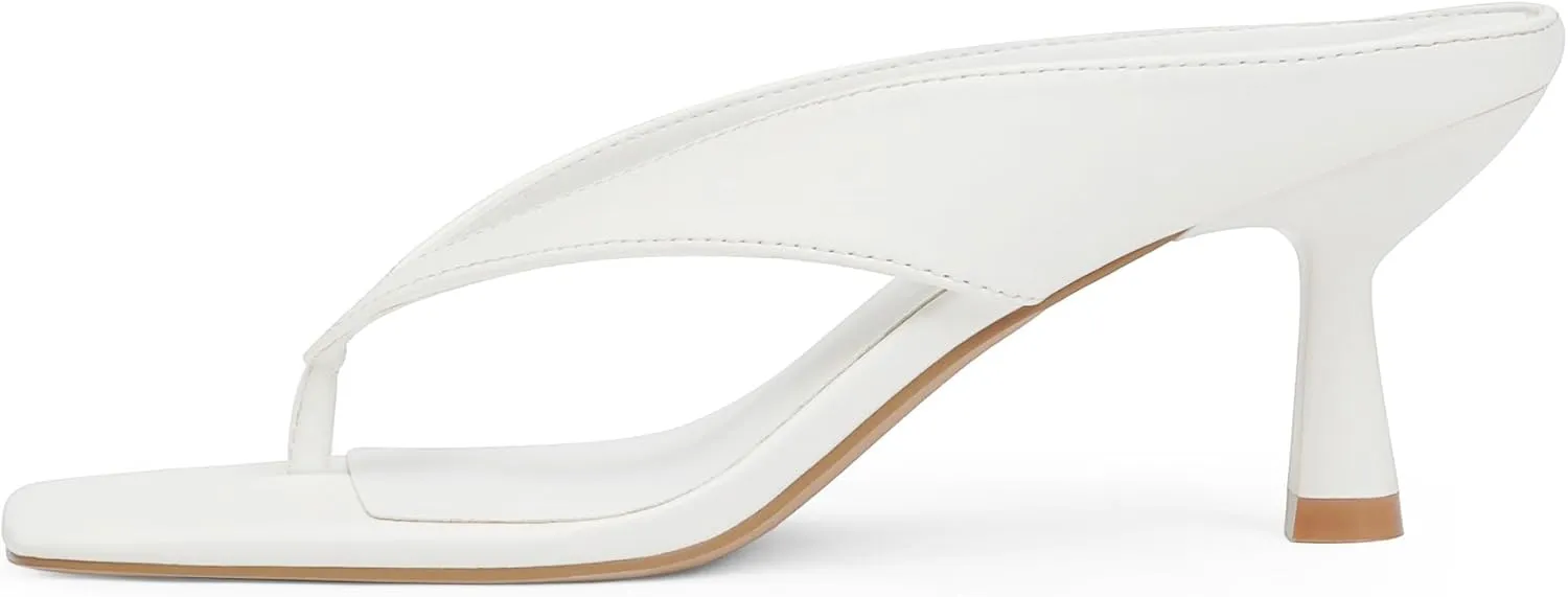 Women’s Kitten Heels Flip Flops Slip On Open Toe Low Heels Thong Square Slide Summer Fashion Party Dress Heeled Sandals for Women