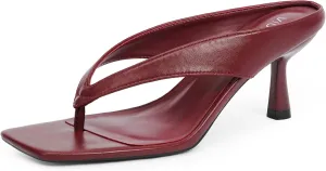 Women’s Kitten Heels Flip Flops Slip On Open Toe Low Heels Thong Square Slide Summer Fashion Party Heeled Dressy Sandals for Women