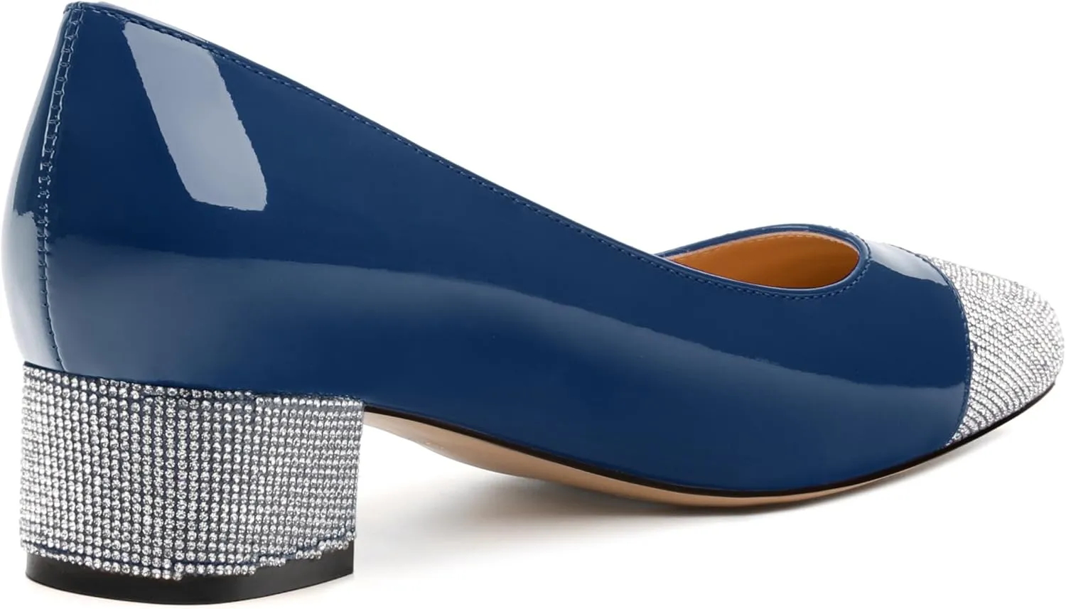 Womens Low Block Heel Pumps, Sqaure Toe Chunky Heel Pumps for Women, Color Blocking Office Daily Shoes