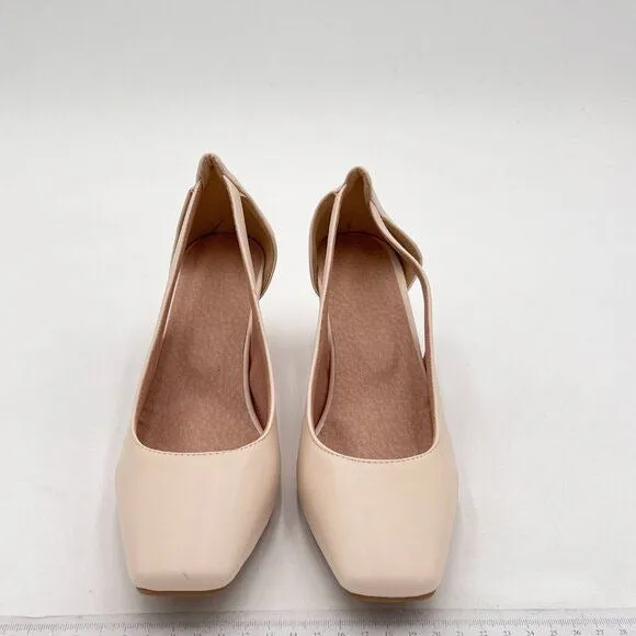 Women's Low Chunky Heels Square Toe Pumps Comfortable Slip On Dress Shoes Weddin