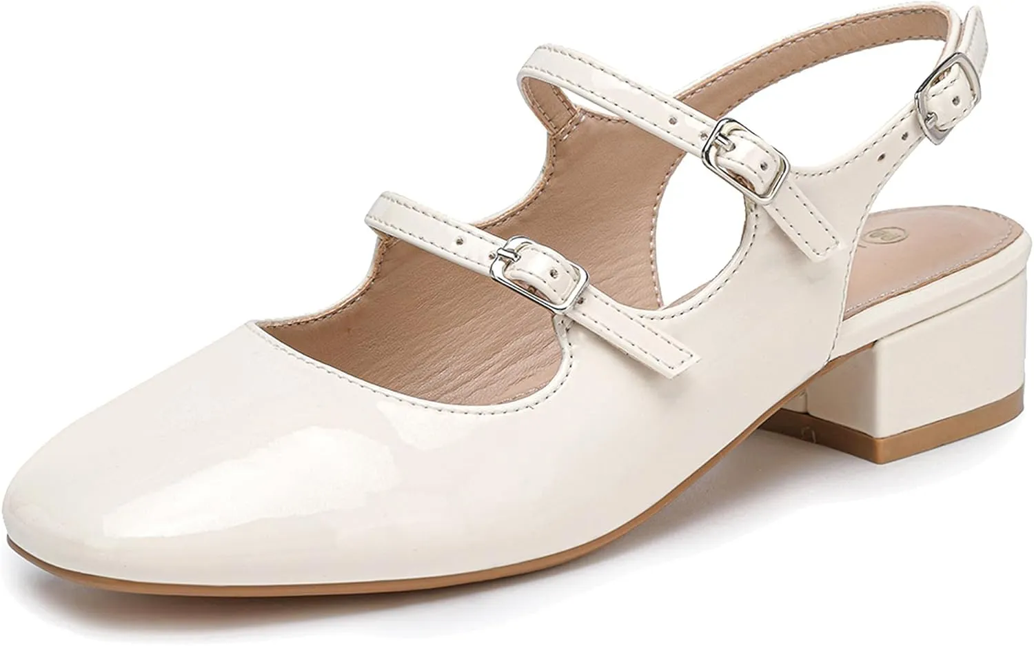 Women's Mary Jane Pumps, Retro Chunky Low Block Heel, Double Adjustable Ankle Buckle Straps, Vintage Dress Pumps