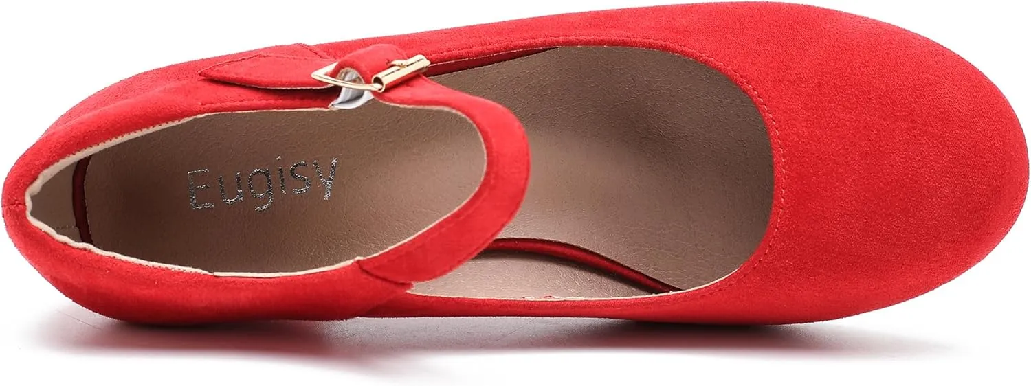 Women's Mary Jane Shoes Low Block Heel Ankle Strap Closed Round Toe Pumps Dress Wedding Office Work Church Shoes