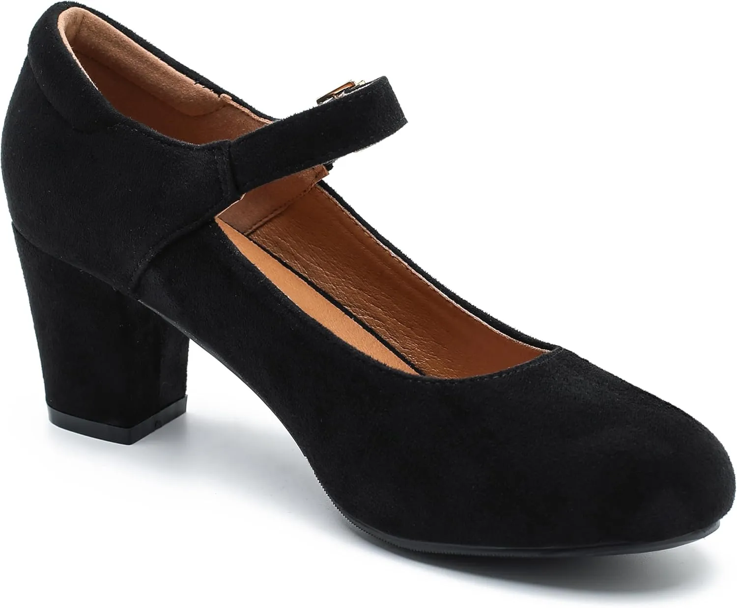 Women's Mary Jane Shoes Low Block Heel Ankle Strap Closed Round Toe Pumps Dress Wedding Office Work Church Shoes