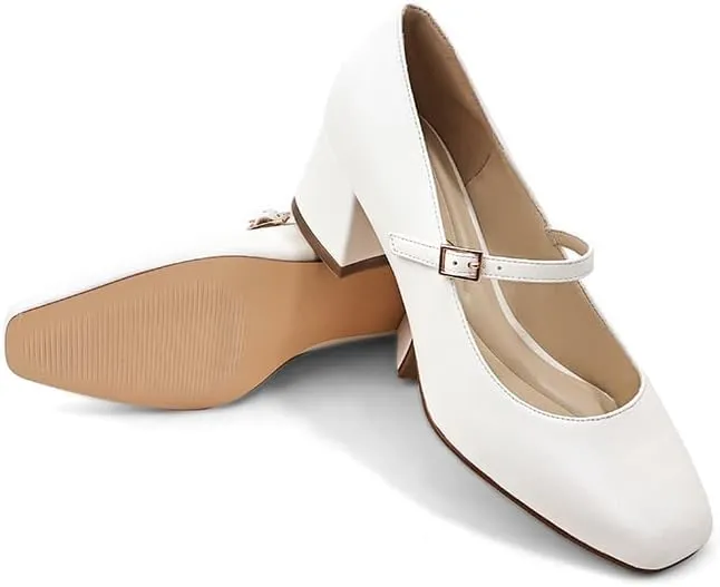 Women's Mary Janes Chunky Heels Dress Shoes for Women Low Block Heels Closed Toe Mary Jane Pumps Comfortable Shoes for Prom
