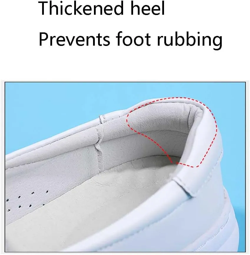 Women's Nursing Shoes Comfortable Walking Slip On Nurse Restaurant Work Lightweight Leather Loafers