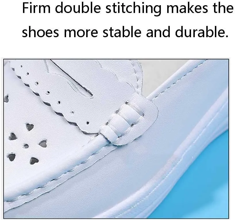 Women's Nursing Shoes Comfortable Walking Slip On Nurse Restaurant Work Lightweight Leather Loafers