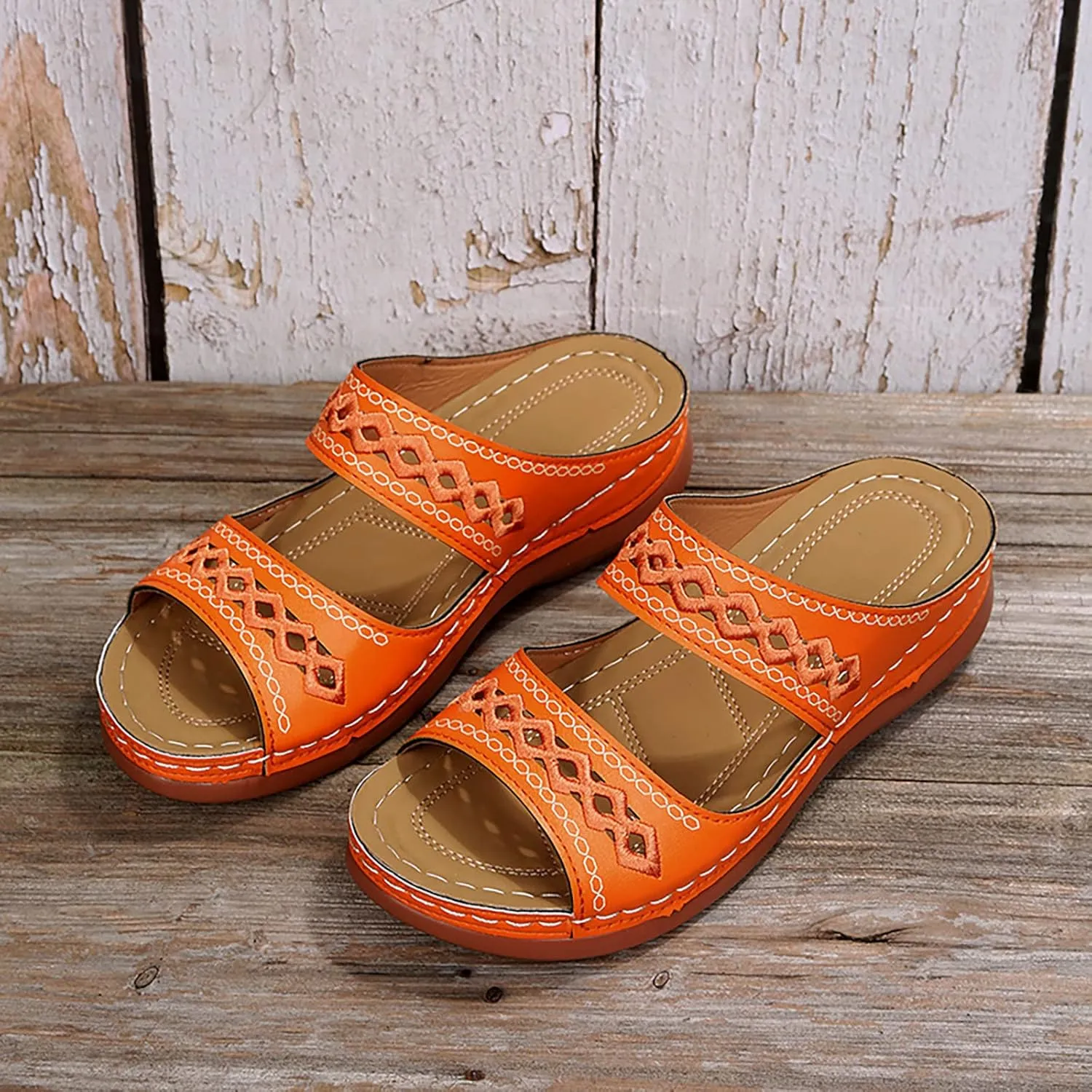 Womens Orthotic Hiking Sandals Arch Support Adjustable Straps Outdoor Walking Shoes Thick Cushion Plantar Fasciitis Relief Summer
