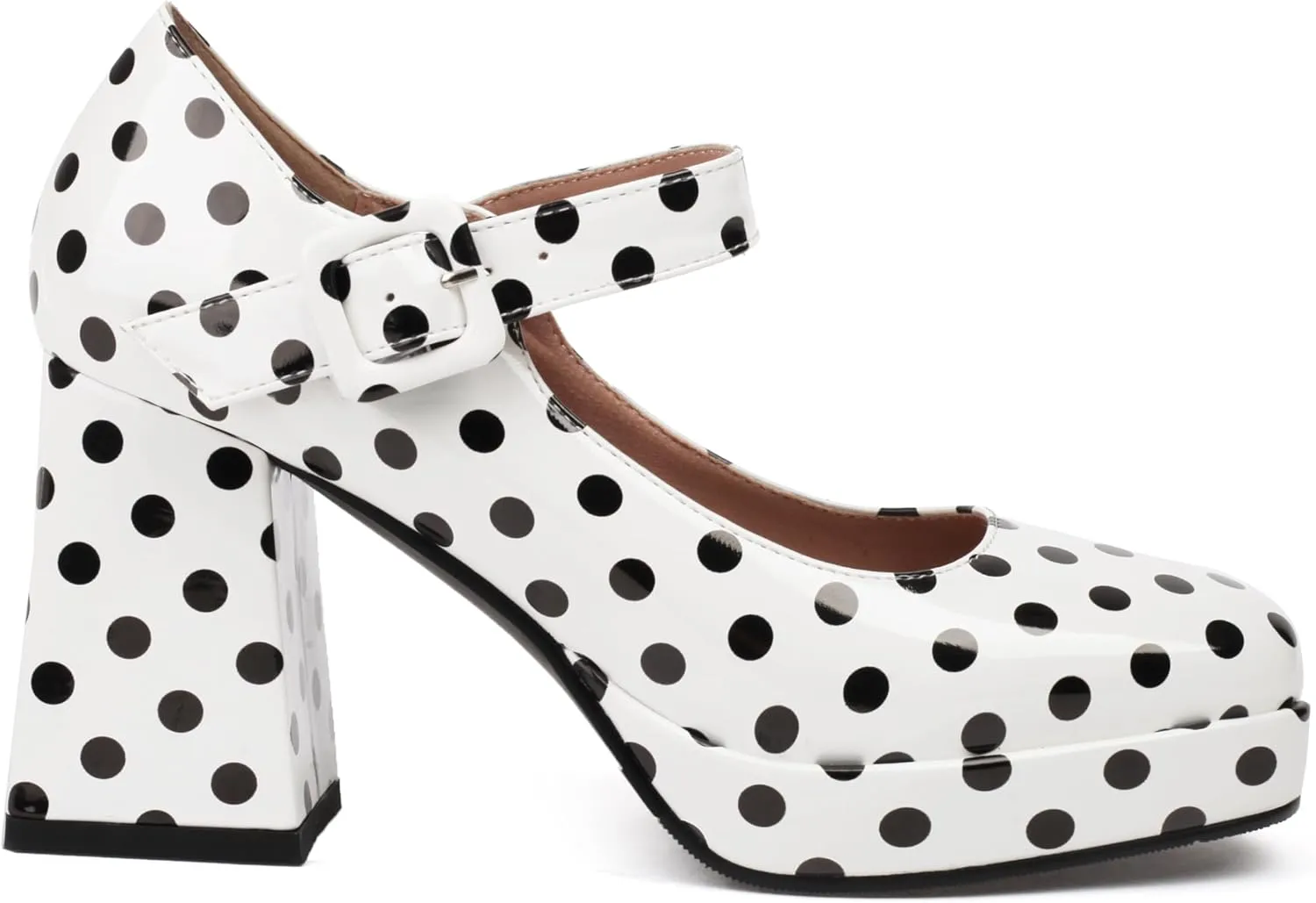 Women's Platform Chunky Heels Square Toe Block Heel Mary Janes Pumps Shoes